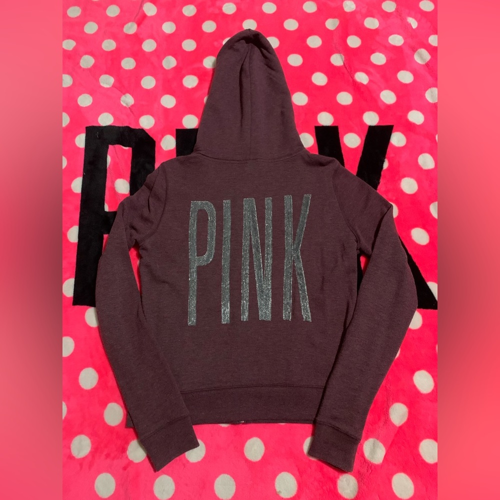 VS Pink maroon bling full zip Sz M